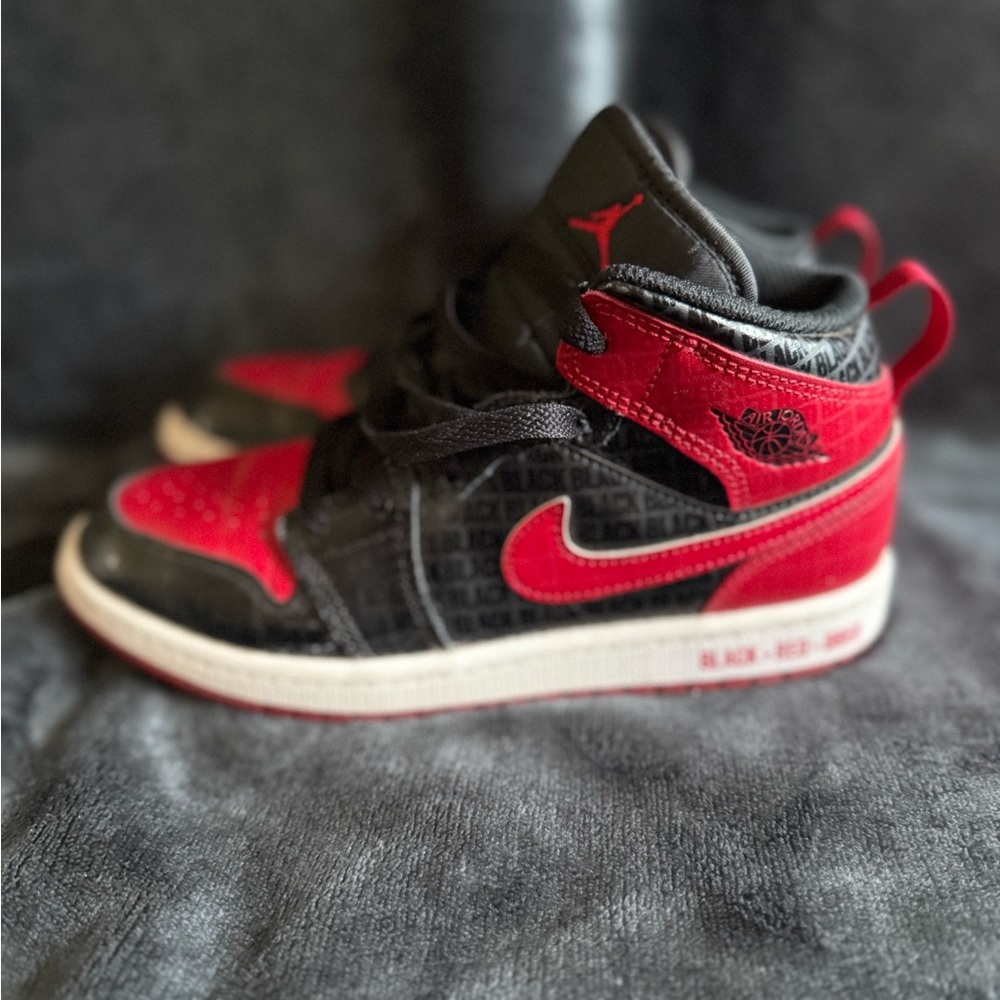 Jordan Kids' Black and Red High-Top Sneakers